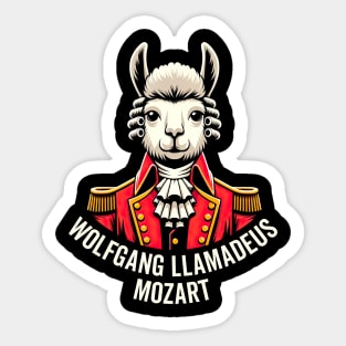 Wolfgang Llama Portrait Llamadeus Mozart Classical Music Humor Sticker